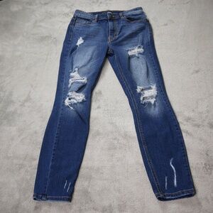 Fashion Nova Womens Size 5 Blue Ripped Distressed Denim Casual Streetwear Jeans